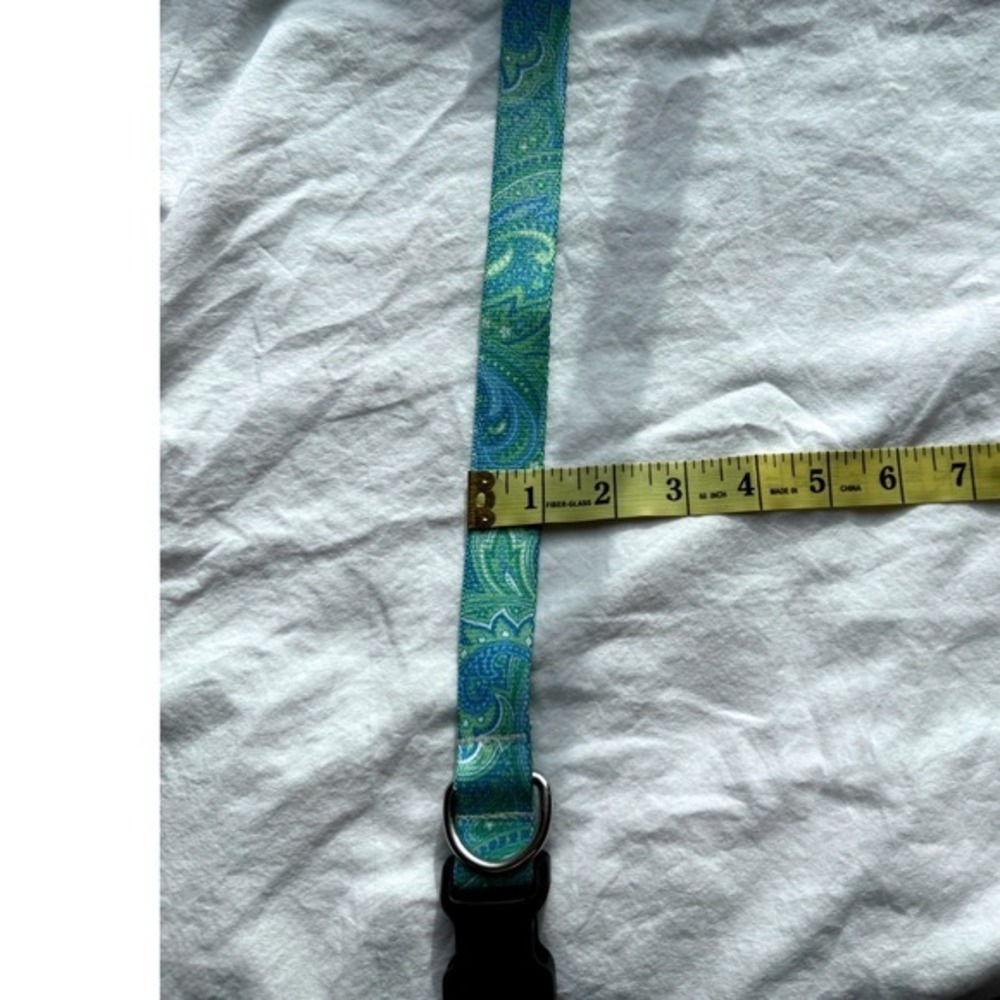 Green‎ and Blue Paisley 1" Wide Dog Collar - Picture 6 of 8